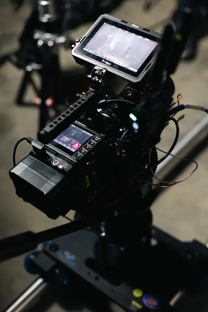 Cinema camera rig on the APAV shoot