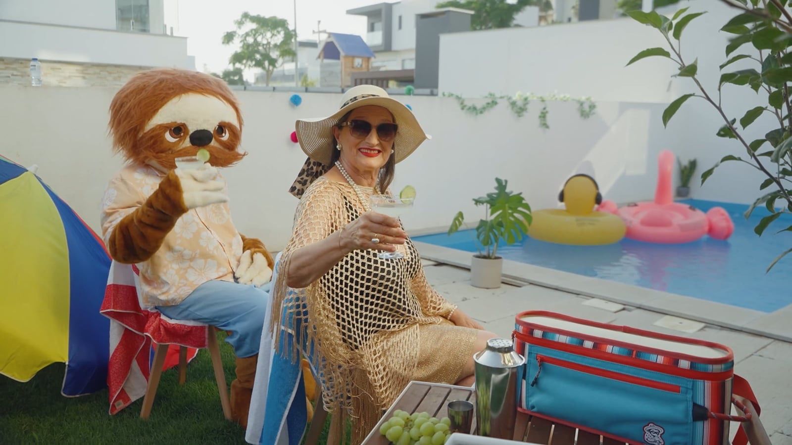 Don Coolio commercial, poolside scene