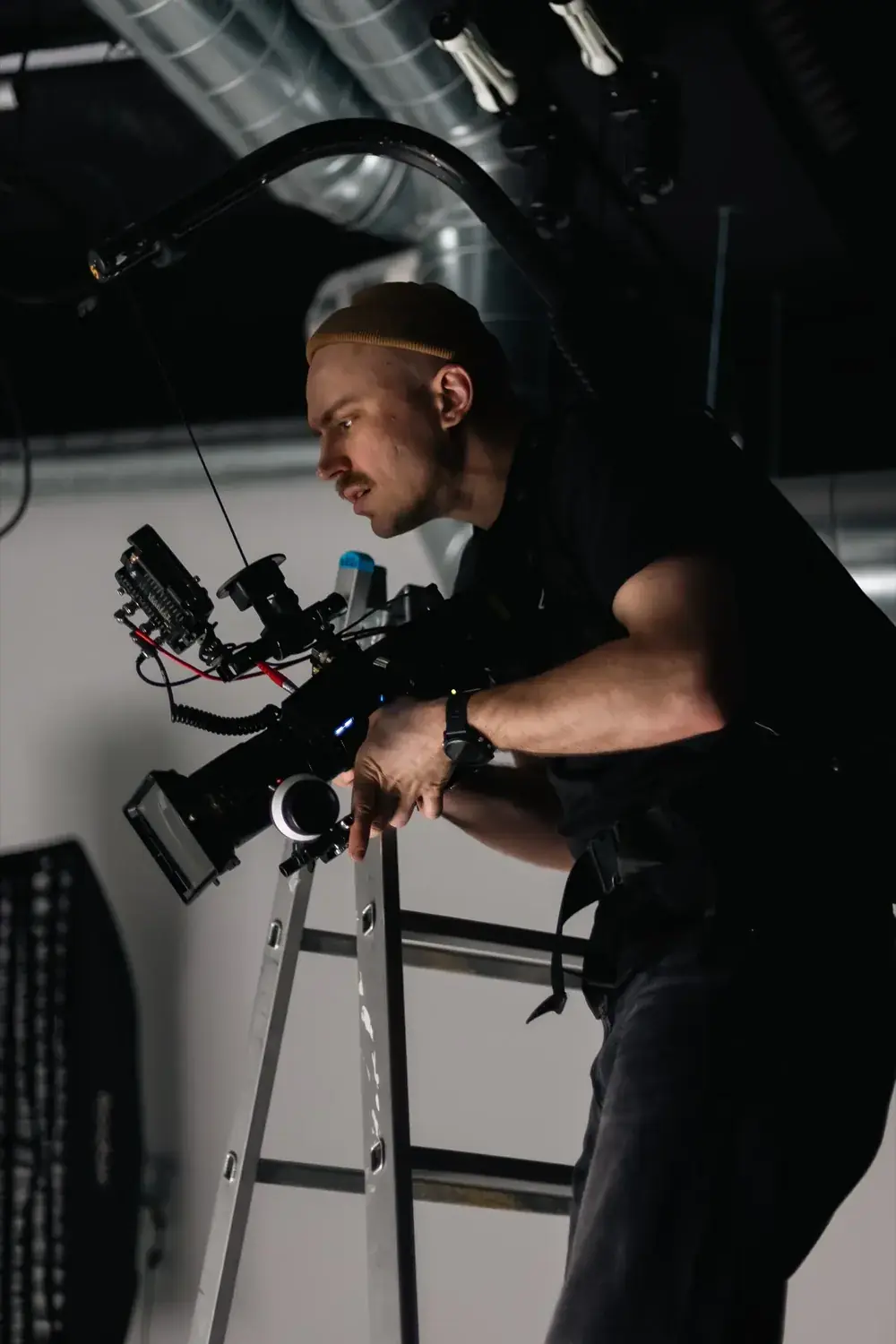 Max Golov operating the camera during the dance film shoot