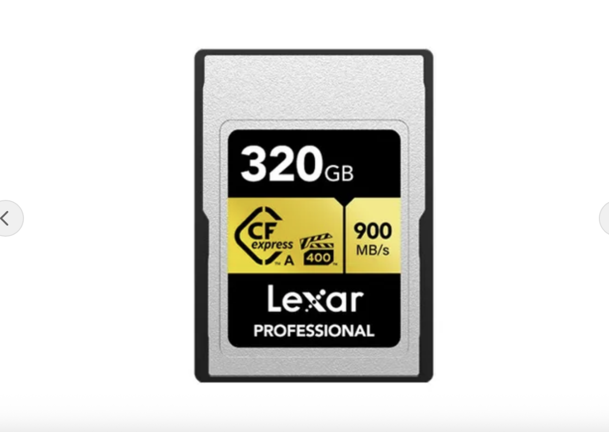 Lexar 320GB Professional CFexpress Type A Gold Series – high-speed memory card for professional creators.