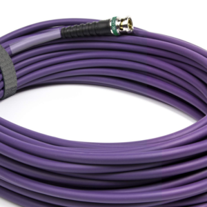 Professional SDI 12G 4K UHD 25-meter purple cable for broadcast and video production rental.