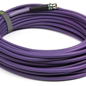 Professional SDI 12G 4K UHD 10-meter purple cable for video production and broadcast rental.