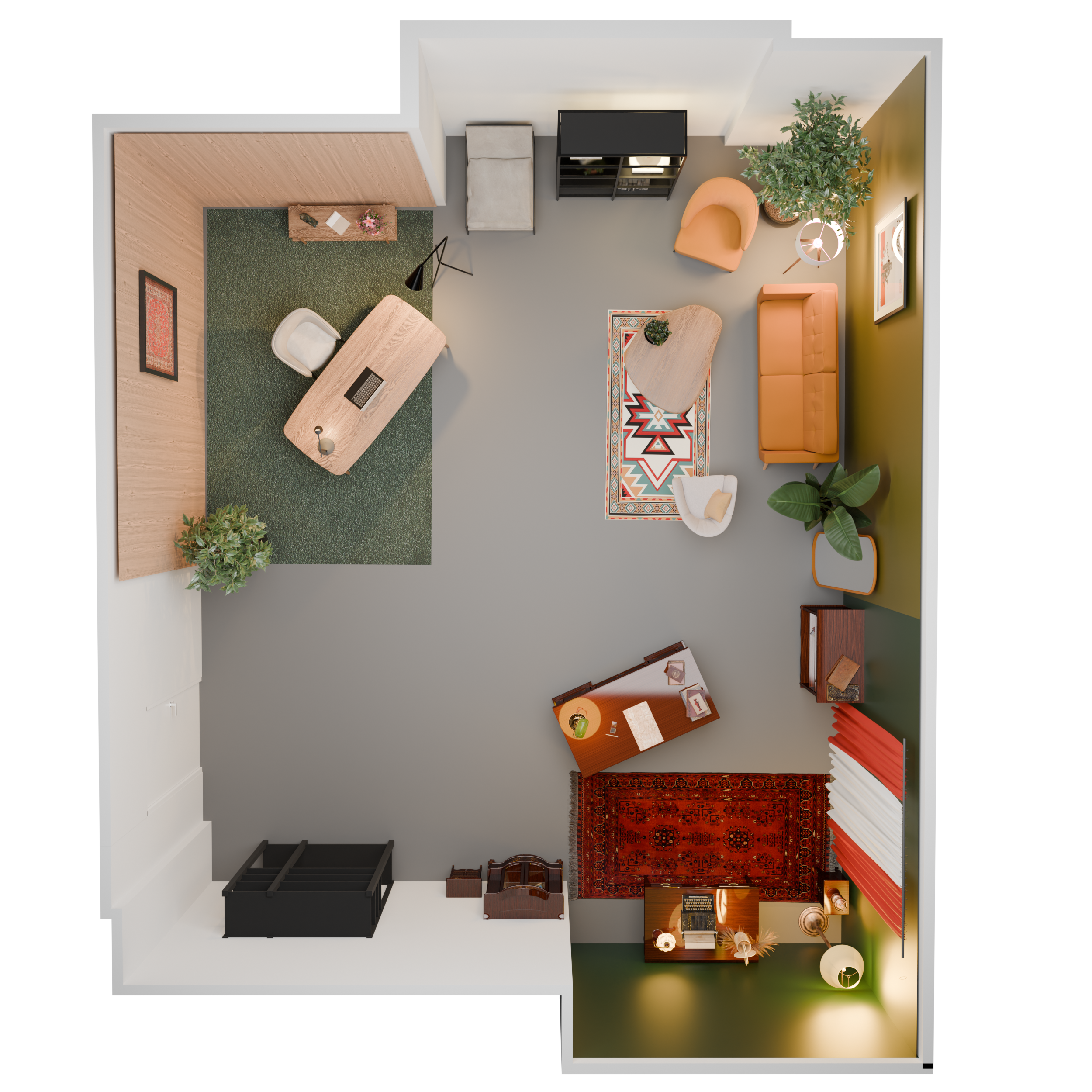 Planta do Estúdio de Content — vista superior