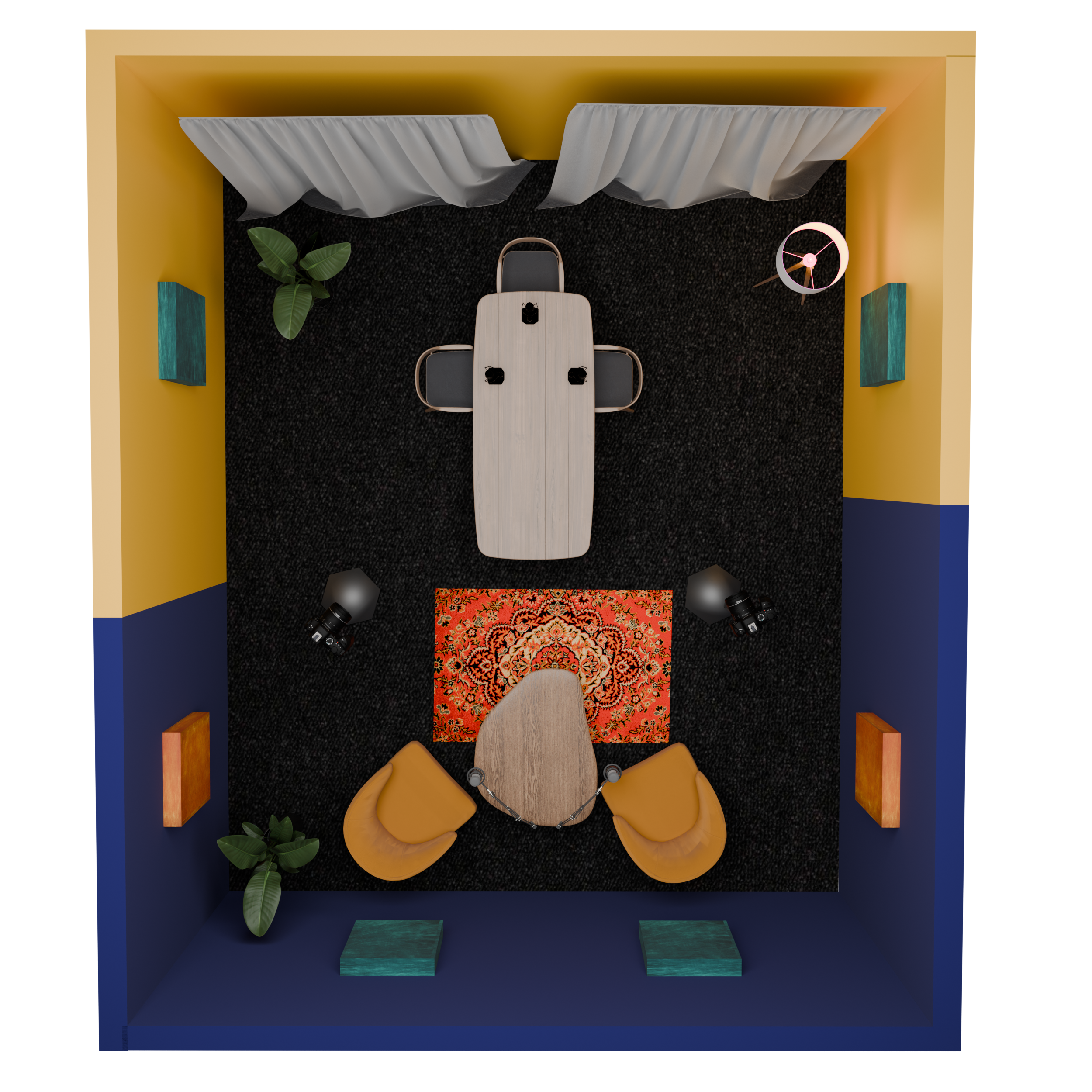 Estúdio podcast Lisboa — planta vista superior